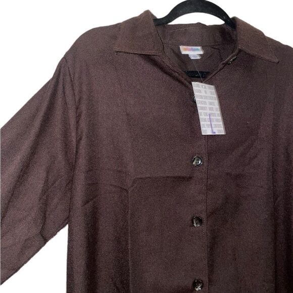 LuLaRoe Women’s Large Brown Abigail Button-Down Long Sleeve Flannel Gorpcore - Picture 9 of 16